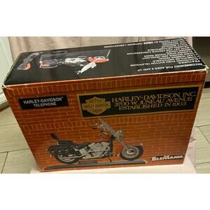 Telemania Harley Heritage Softail Yellow & Red Flame Corded Telephone A24